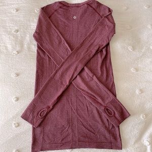 Lululemon swiftly long sleeve. Size 4. Burgundy stripes. Gently worn!